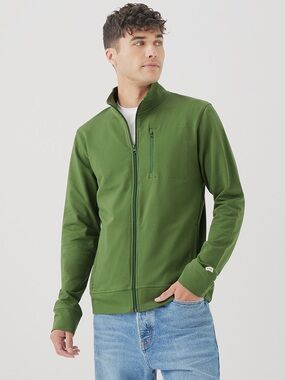 NWOT Pact Men’s Stretch French Terry Full Zip Track Jacket - Ivy - S
